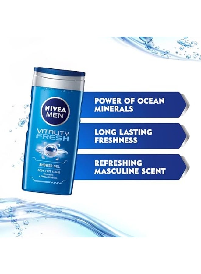 نيفيا جل استحمام نيفيا للرجال، فيتاليتي فريش مع معادن المحيط، للاستخدام على الجسم والوجه والشعر، 250 مل. - Image 2